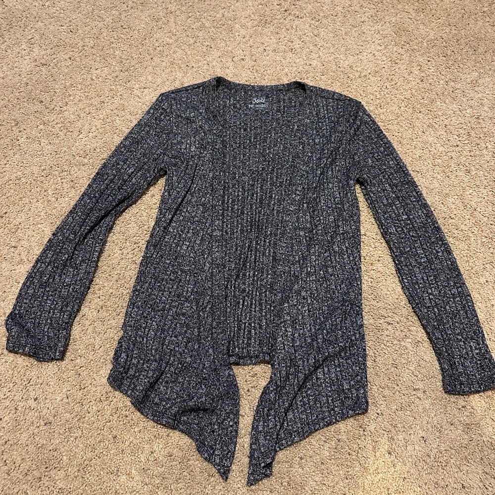 Justice Gray Knit Cardigan with Waterfall Design
